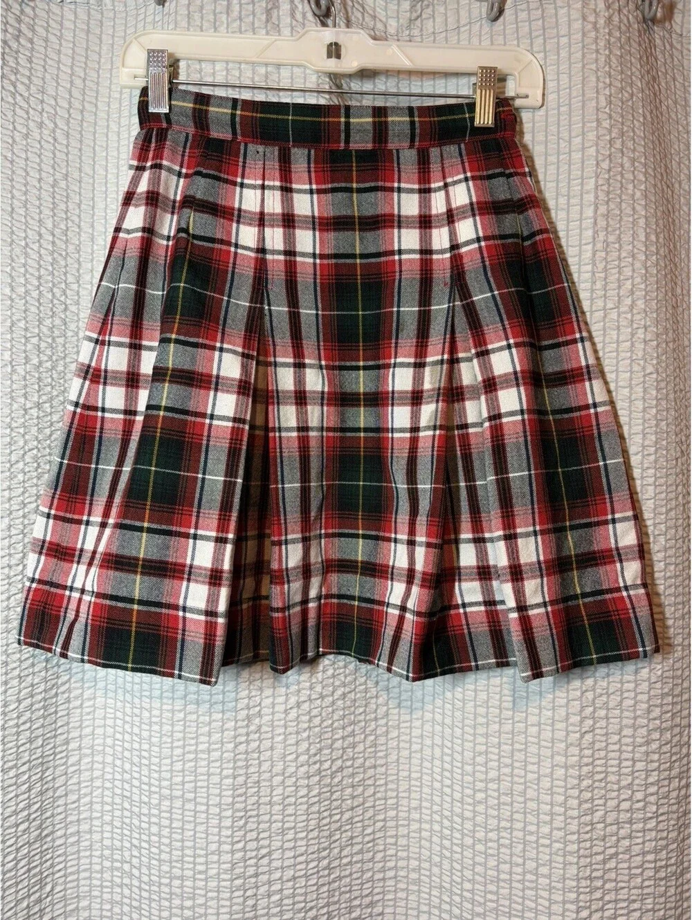 Vicki Marsha Skirt Size 12 Red Black Royal Plaid Tartan Pleated Tennis Preppy
